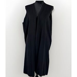 Vince Camuto  Women 2X Black Long Open Front Sweater Vest  Duster Cardigan Plus